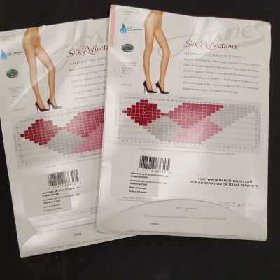 2 Pack Hanes Women's Silk Reflections Sheerest Support B750 Pantyhose